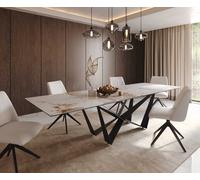 Table à manger Edge 300x100 céramique Minas mélange blanc-beige Spider acier plat noir