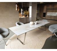 Table à manger Edge 300x100 cm céramique Onyx Pearl inox incliné