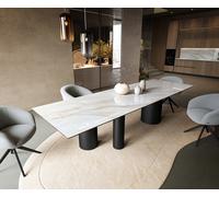 Table à manger Edge 300x100 cm céramique Onyx Pearl Troa métal noir