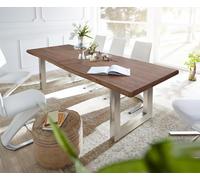 Table-à-manger Edge 300x100 XL acacia marron acier inoxydable large Live-Edge