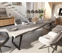 Table-à-manger Edge 300x100 XL acacia platine métal incliné Live-Edge