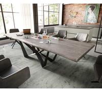 Table à manger Edge 300x100 XL acacia platine Spider acier plat noir Live-Edge