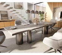 Table à manger Edge 300x100 XL Acacia Platine Troa Acier inoxydable Graphite Live-Edge