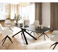 Table-à-manger Edge 300x100cm Laminam® céramique marron pieds milieu croisé noir
