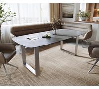 Table à manger Edge bateau 200x100 cm céramique béton gris inox étroit