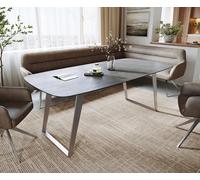 Table à manger Edge bateau 200x100 cm céramique béton gris inox incliné