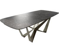 Table à manger Edge Boot 180-220x100 cm Céramique Laminam® Nero Greco Anthracite Spider Métal Finition effet Titan extensible