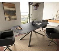 Table à manger Edge Boot 180-220x100 cm Céramique Laminam® Nero Greco Anthracite piètement en croix Rectangle Finition effet Titan extensible