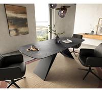 Table à manger Edge Boot 180-220x100 cm Céramique Laminam® Nero Greco Anthracite piètement en V Flachstahl Noir extensible