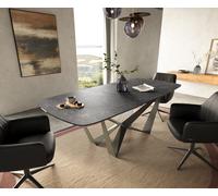 Table à manger Edge Boot 180-220x100 cm Céramique Laminam® Nero Greco Anthracite Spider Métal Finition effet Titan extensible