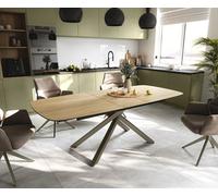 Table à manger Edge Boot 180-220x100 cm Céramique Laminam® Sabbia Eichefarbig piètement en croix Rectangle Finition effet Titan extensible
