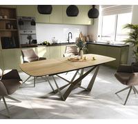 Table à manger Edge Boot 180-220x100 cm Céramique Laminam® Sabbia Eichefarbig Spider Métal Finition effet Titan extensible