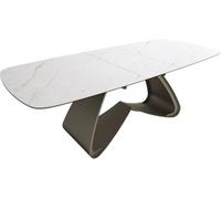 Table à manger Edge Boot 180-220x100 cm Céramique Laminam® Statuarietto | Blanc piètement en W Finition effet Titan extensible