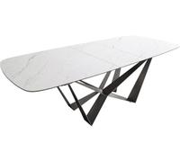 Table à manger Edge Boot 180-220x100 cm Céramique Laminam® Statuarietto | Blanc Spider Flachstahl Acier inoxydable Graphite extensible