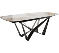 Table à manger Edge Boot 180-220x100 cm Céramique Minas Melange Blanc-Beige