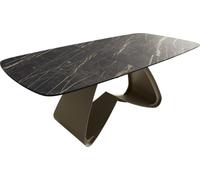 Table à manger Edge Boot 180-220x100 cm Laminam® Céramique Noir Desir Braun