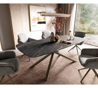 Table à manger Edge Boot 180-220x100 cm Laminam® Céramique Noir Desir Braun piètement en croix Rectangle Finition effet Titan extensible
