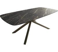 Table à manger Edge Boot 180-220x100 cm Laminam® Céramique Noir Desir Braun | piètement en croix Rectangle Finition effet Titan extensible
