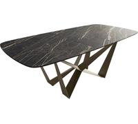 Table à manger Edge Boot 180-220x100 cm Laminam® Céramique Noir Desir Braun | Spider Métal Finition effet Titan extensible