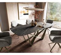 Table à manger Edge Boot 180-220x100 cm Laminam® Céramique Noir Desir Braun Spider Métal Finition effet Titan extensible