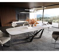 Table à manger Edge Boot 200-300x120 cm Céramique Onyx Pearl Spider Acier plat Acier inoxydable Graphite extensible