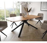 Table à manger Edge Boot 200x100 acacia nature cadre croisé rectangle noir bord suisse