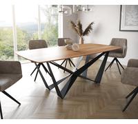 Table à manger Edge Boot 200x100 acacia nature Spider acier plat noir bord suisse