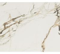 Table à manger Edge Boot 200x100 céramique Calacatta Luxe blanc-doré-gris cadre en W métal effet finition titanee