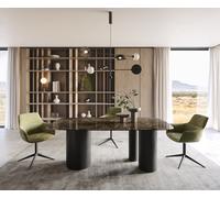 DeLife Table à Manger Edge Boot céramique Laminam® Emperador Extra Lucidato Marron foncé 200x100 Troa métal Noir