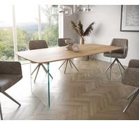 Table à manger Edge Boot 200x100 chêne nature verre bord suisse