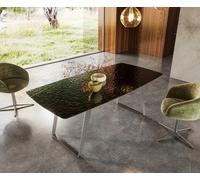 Table à manger Edge Boot 200x100 verre en relief noir 3D-Design acier inoxydable incliné