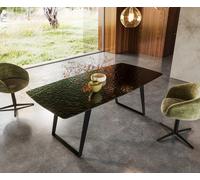 Table à manger Edge Boot 200x100 verre en relief noir 3D-Design métal incliné noir