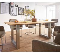 Table à manger Edge Boot 200x100x2,5-3 chêne nature acier inoxydable large bord suisse