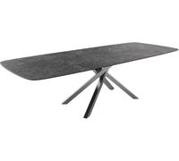 Table à manger Edge Boot 240-300x120 cm Céramique Laminam® Nero Greco | Anthracite piètement en croix Rectangle Acier inoxydable extensible