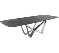 Table à manger Edge Boot 240-300x120 cm Céramique Laminam® Nero Greco | Anthracite Spider Flachstahl Acier inoxydable extensible