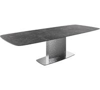 Table à manger Edge Boot 240-300x120 cm Céramique Laminam® Nero Greco | Anthracite Wave Acier inoxydable extensible