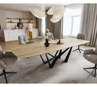 Table à manger Edge Boot 240-300x120 cm Céramique Laminam® Sabbia Eichefarbig Spider Flachstahl Noir extensible