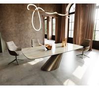 Table à manger Edge Boot 240x120 céramique Iris FMG Onice Oro Cono métallique doré