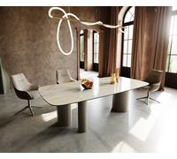 Table à manger Edge Boot 240x120 Céramique Iris FMG Onice OroTroa Métal finition à effet Titane