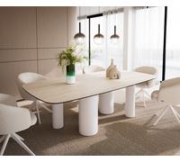 Table à manger Edge Boot 240x120 Céramique Travertin Nature Pilier Métal Blanc