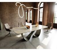 Table à manger Edge Boot 240x120 cm Céramique Iris FMG Onice Oro Infinity Métal Finition effet Titan