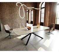 Table à manger Edge Boot 240x120 cm Céramique Iris FMG Onice Oro piètement en croix Rectangle Noir