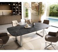 Table à manger Edge Boot 240x120 cm Céramique Laminam® Nero Greco Anthracite Acier inoxydable Schmal