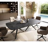 Table à manger Edge Boot 240x120 cm Céramique Laminam® Nero Greco Anthracite Estelar rond Métal Noir