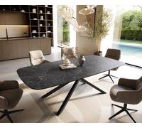Table à manger Edge Boot 240x120 cm Céramique Laminam® Nero Greco Anthracite piètement en croix Rectangle Noir