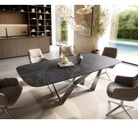 Table à manger Edge Boot 240x120 cm Céramique Laminam® Nero Greco Anthracite Spider Flachstahl Acier inoxydable