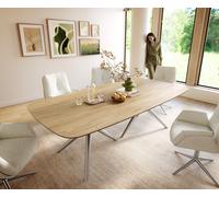 Table à manger Edge Boot 240x120 cm Céramique Laminam® Sabbia Eichefarbig Estelar rond Acier inoxydable