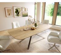 Table à manger Edge Boot 240x120 cm Céramique Laminam® Sabbia Eichefarbig piètement en croix Rectangle Acier inoxydable