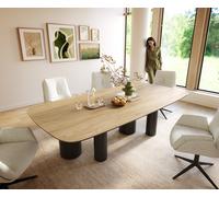 Table à manger Edge Boot 240x120 cm Céramique Laminam® Sabbia Eichefarbig Pilier Métal Noir