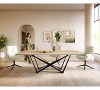 Table à manger Edge Boot 240x120 cm Céramique Laminam® Sabbia Eichefarbig Spider Flachstahl Noir